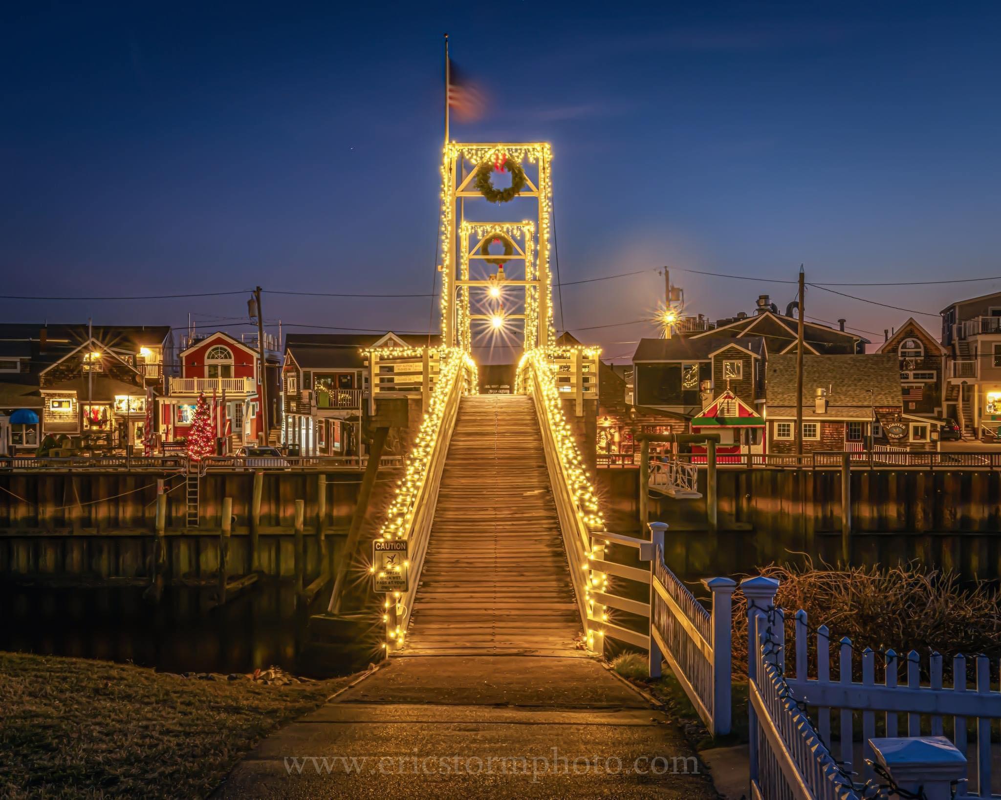 Perkins Cove bridge at Christmas